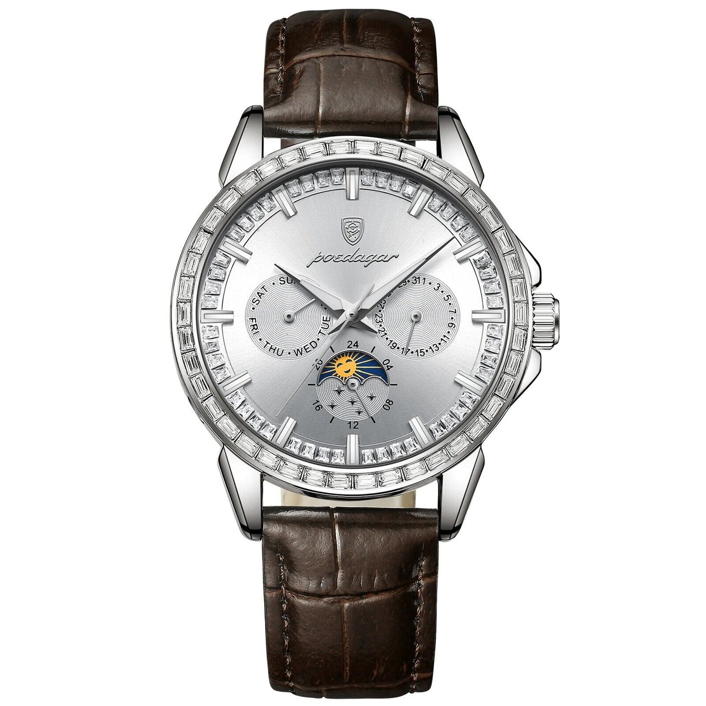 Men Luxury Sport Watch Waterproof Quartz Leather Date Week Display Watch Gift