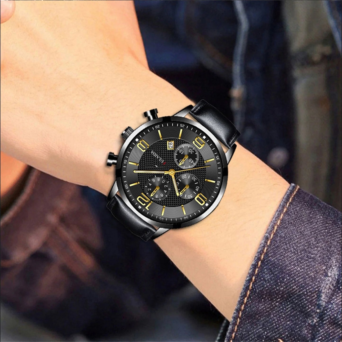 Mens Watch Sport Stainless Steel Case Belt Band Quartz Analog Wrist Watches
