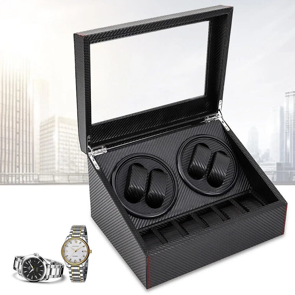 4+6 Watch Winders Automatic Rotation Display Boxes Storage Case Organizer USA