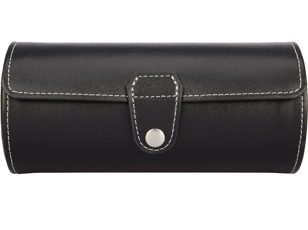 Vegan Leather Watch Case 3-Slot, Watch Roll Travel Storage Organizer