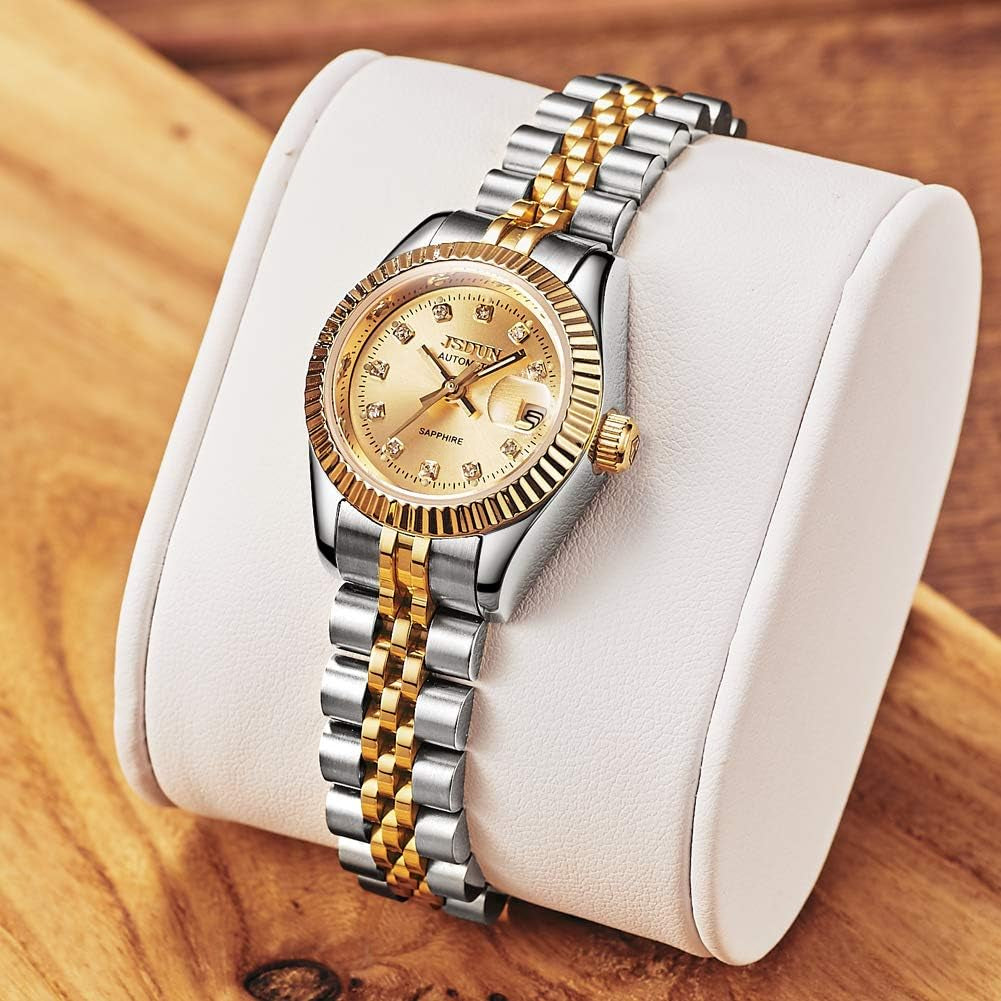 Automatic Watches for Womens Ladies Gold and Silver Two Tone Stainless Steel Waterproof Date Small Wrist Watches Luxury Dress Business Classic Style