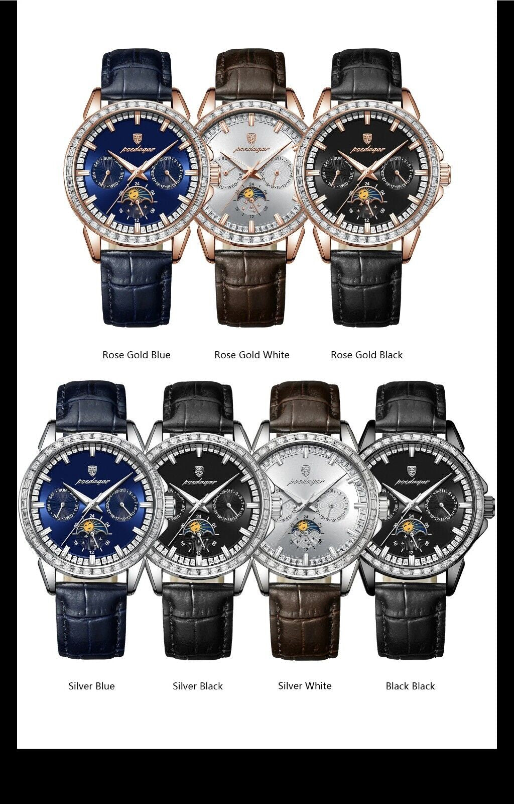 Men Luxury Sport Watch Waterproof Quartz Leather Date Week Display Watch Gift