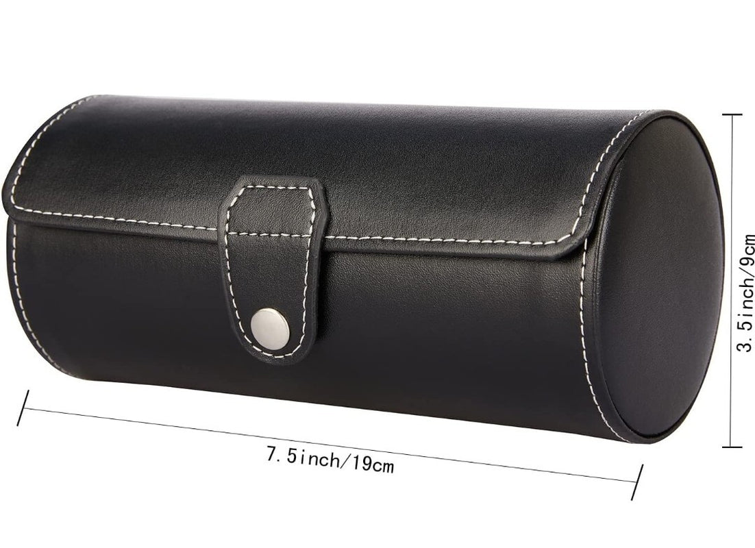 Vegan Leather Watch Case 3-Slot, Watch Roll Travel Storage Organizer