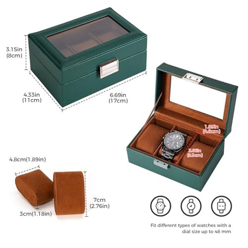 Watch Box for Men, 3 Slot Mens Watch Case, Watch Storage Watch Holder