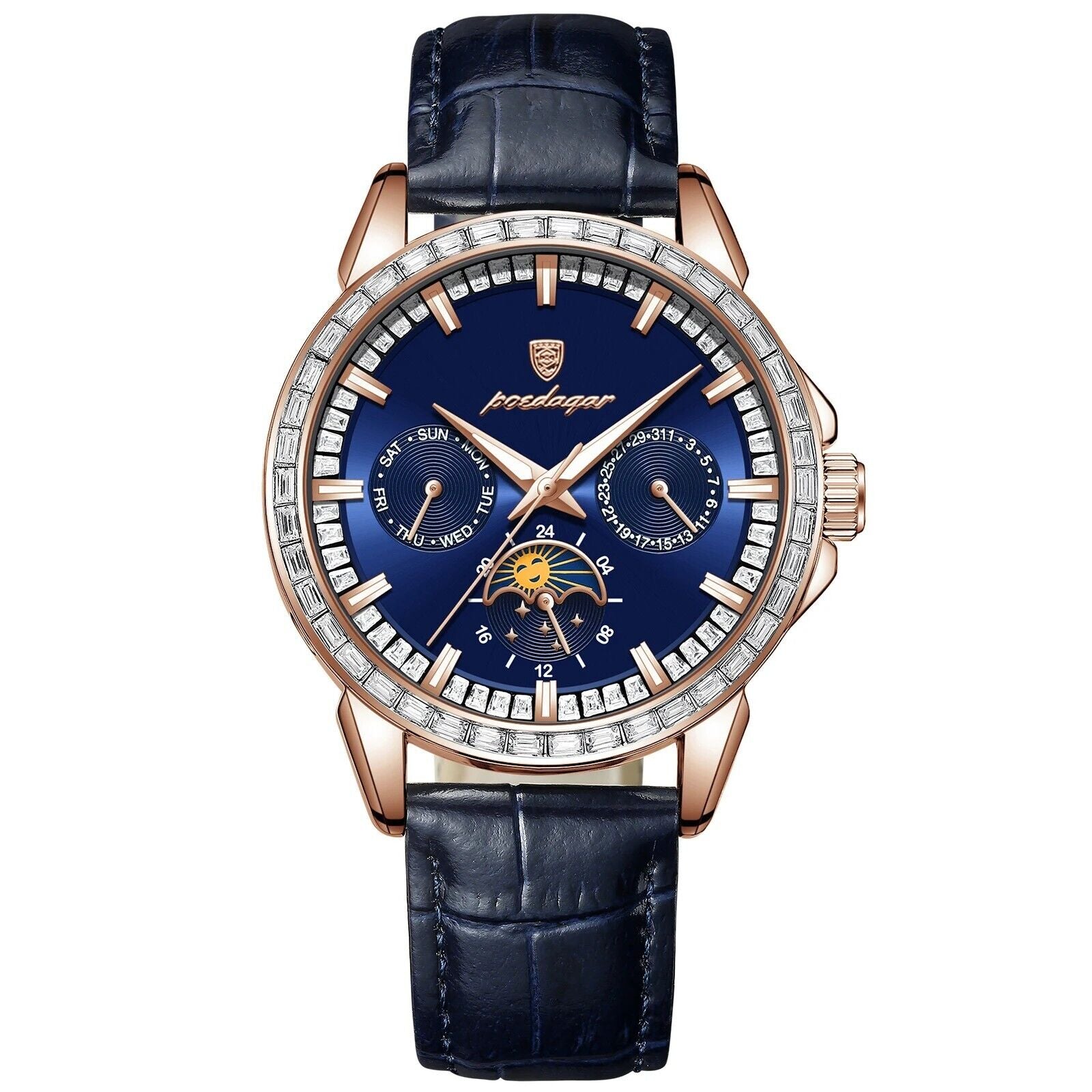 Men Luxury Sport Watch Waterproof Quartz Leather Date Week Display Watch Gift