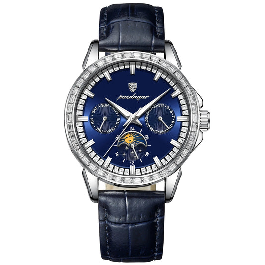 Men Luxury Sport Watch Waterproof Quartz Leather Date Week Display Watch Gift